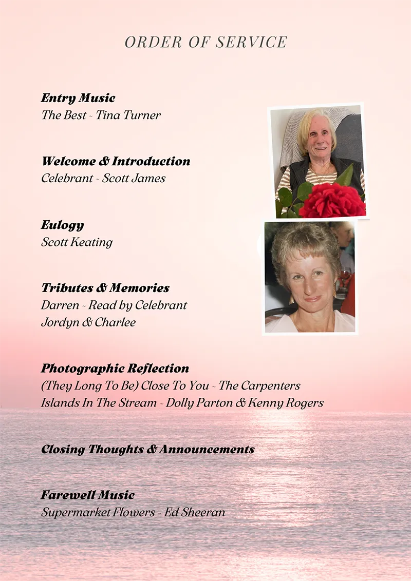 Order Of Service Printing - Michael Crawford Funerals